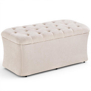 Storage Ottoman Bench with Lid – Tufted Velvet Footrest & Bedroom Chest