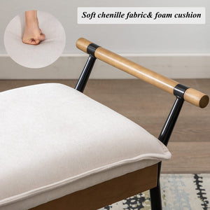Industrial Ottoman Bench with Arms and Metal Legs