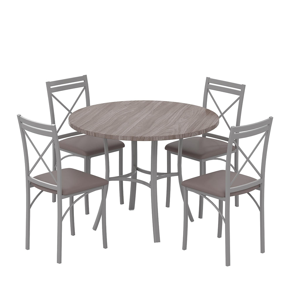 5-Piece Round Dining Table Set with 4 Upholstered Chairs