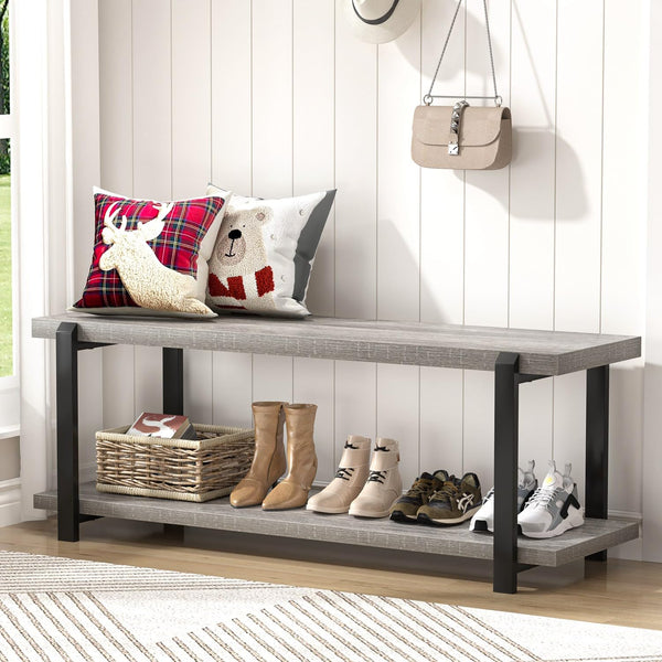 Entryway Shoe Storage Bench with Metal Frame – 47 Inch