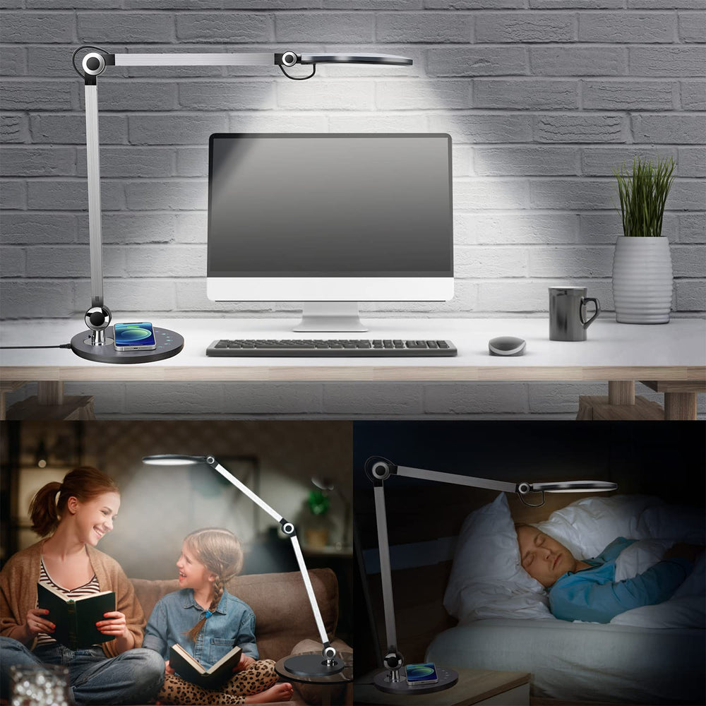 LED Swing Arm Desk Lamp with Wireless Charger