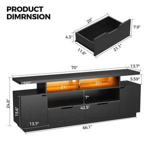 TV Stand for 85 Inch TVs with Power Outlet & LED Lights