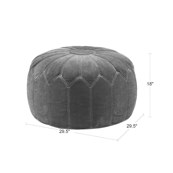 Oversized Round Pouf Ottoman – Seafoam Floral Fabric