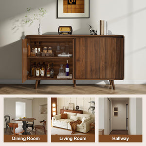 55" Mid-Century Modern Sideboard Buffet Cabinet with Storage
