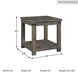 Hollum 24-Inch Square End Table with Storage Shelf