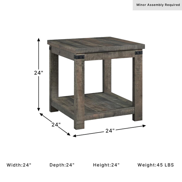 Hollum 24-Inch Square End Table with Storage Shelf