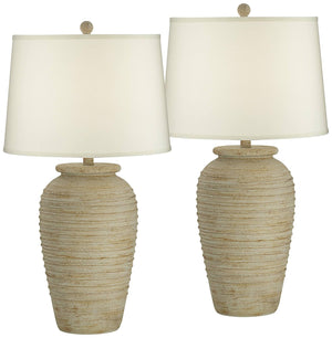 Southwest Rustic Jug Table Lamps Set of 2 – 28" Sand Finish, Cream Shade