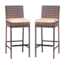 Outdoor Wicker Bar Stools Set of 2 with Cushions