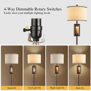 Rustic Farmhouse Floor Lamp with Night Light