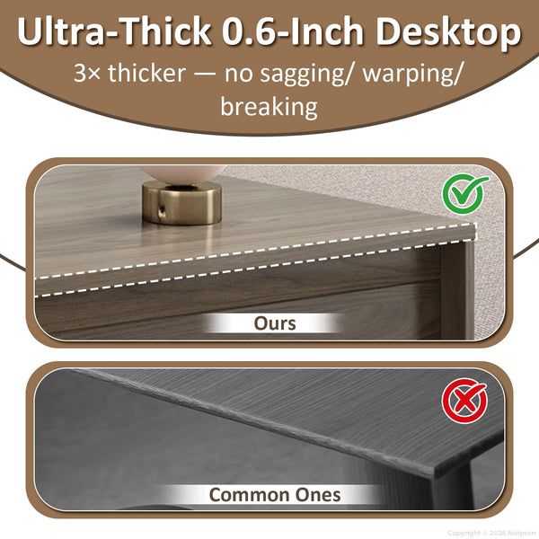 L-Shaped Executive Office Desk with Locking Drawers
