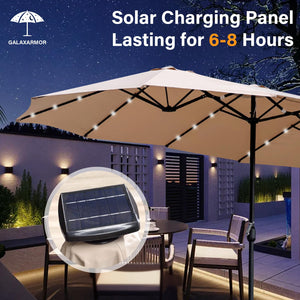 15ft Solar LED Patio Umbrella with Base