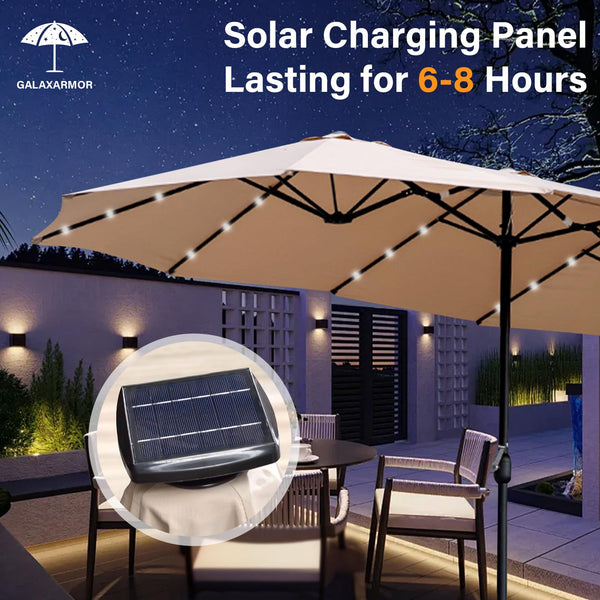 15ft Solar LED Patio Umbrella with Base