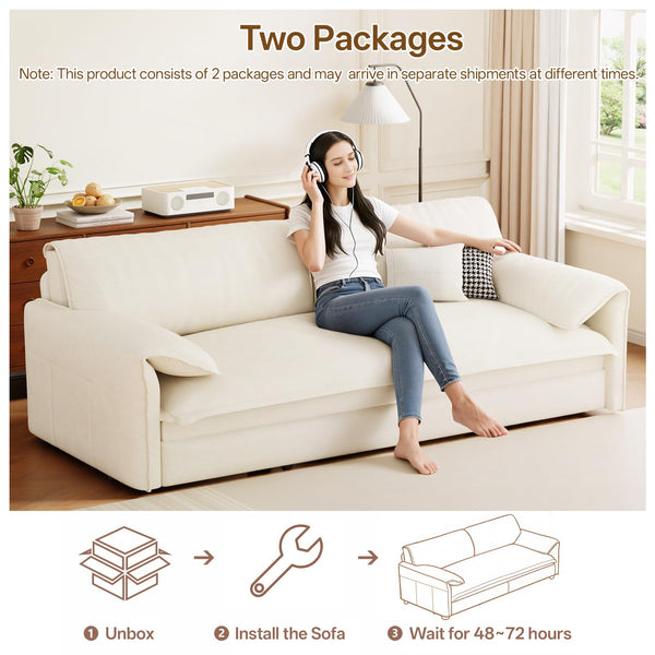 Queen Sleeper Sofa Bed – 3-in-1 Convertible Velvet Pull-Out Couch