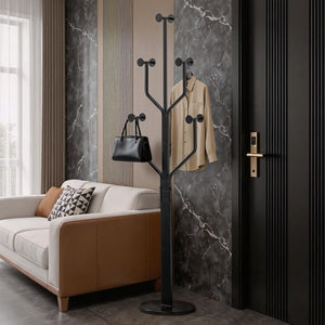 Freestanding Metal Coat Rack with 10 Hooks
