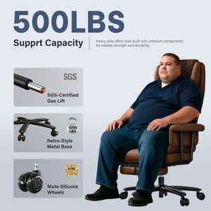 Executive Office Chair Big and Tall 500LBS Reclining with Footrest