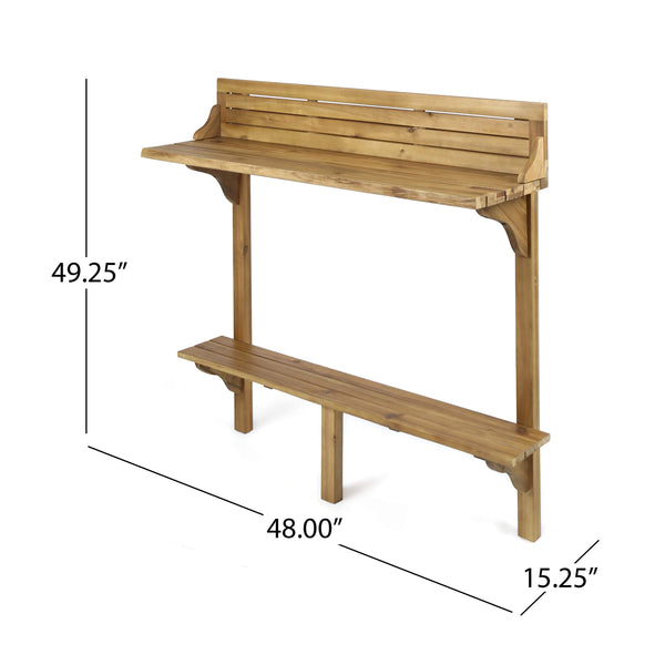 Outdoor Acacia Wood Balcony Bar Set, 3-Piece