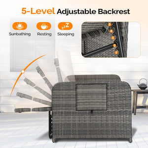 Patio Daybed with Storage Ottoman & Adjustable Backrest