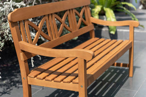 2-Piece Eucalyptus Outdoor Patio Bench