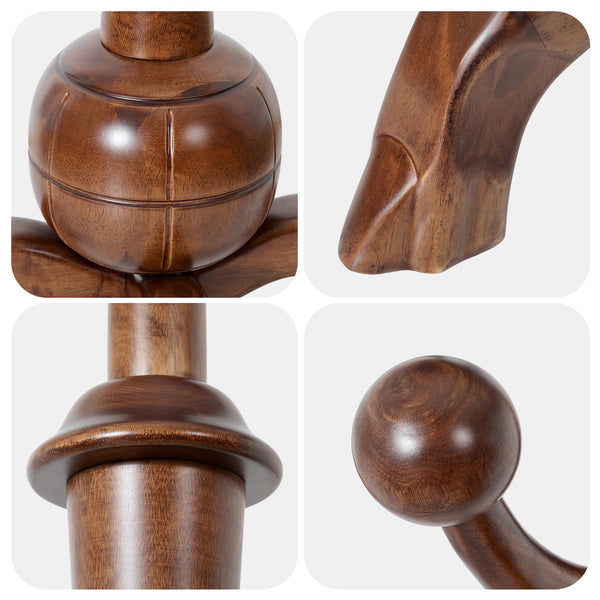 Freestanding Wooden Coat Rack with 8 Hooks