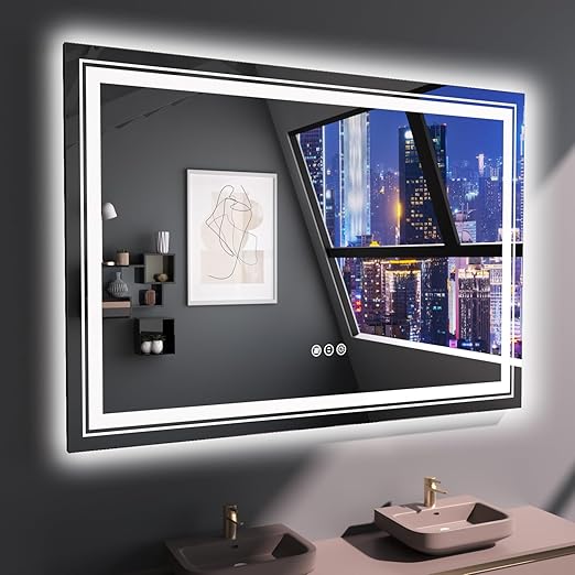 48"x40" LED Bathroom Mirror with RGB Backlit, Anti-Fog & Dimmer