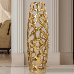 Gold Ceramic Floor Vase 24 Inch