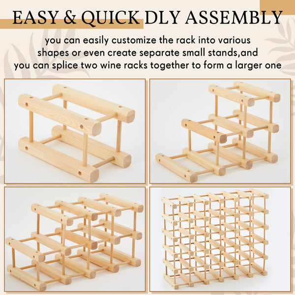 Stackable Wooden Wine Rack – 36 Bottle Modular Storage