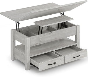 Split Lift-Top Coffee Table with Drawers & Hidden Storage