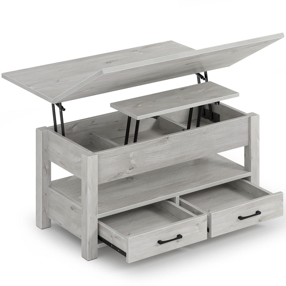 Lift Top Coffee Table with Drawers & Hidden Storage