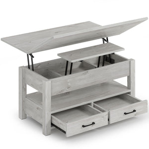 Lift Top Coffee Table with Drawers & Hidden Storage