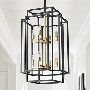 8-Light Tiered Lantern Chandelier – Farmhouse Pendant Light