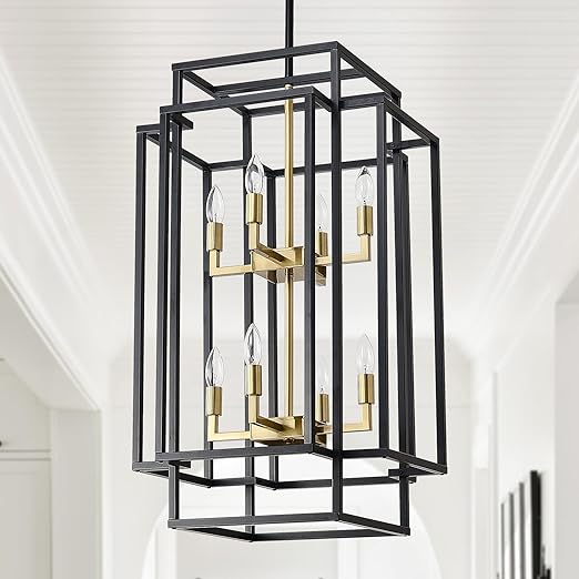 8-Light Tiered Lantern Chandelier – Farmhouse Pendant Light