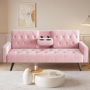 Convertible Velvet Futon Sofa Bed with Cup Holder