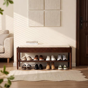 2-Tier Shoe Rack Bench with Flip-Top Storage