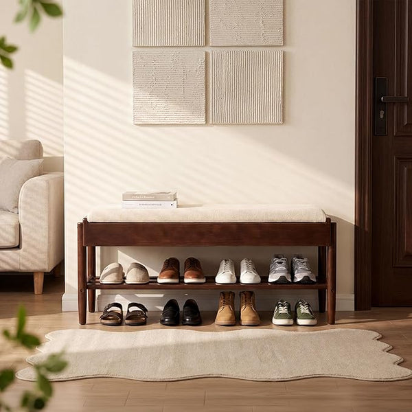 2-Tier Shoe Rack Bench with Flip-Top Storage