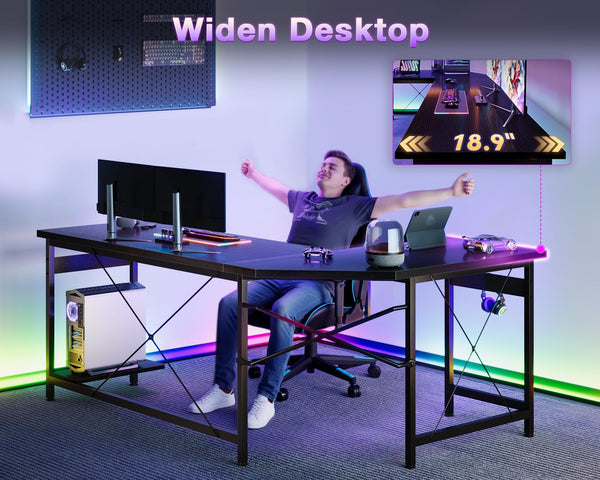66" L-Shaped Corner Gaming & Home Office Desk