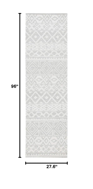 Handmade Wool Floral Area Rug – Silver & Ivory