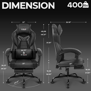 Big & Tall Ergonomic Gaming Chair with Footrest