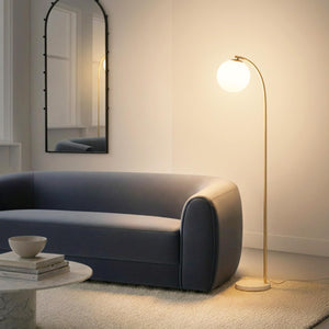 Modern LED Floor Lamp with Frosted Glass Globe