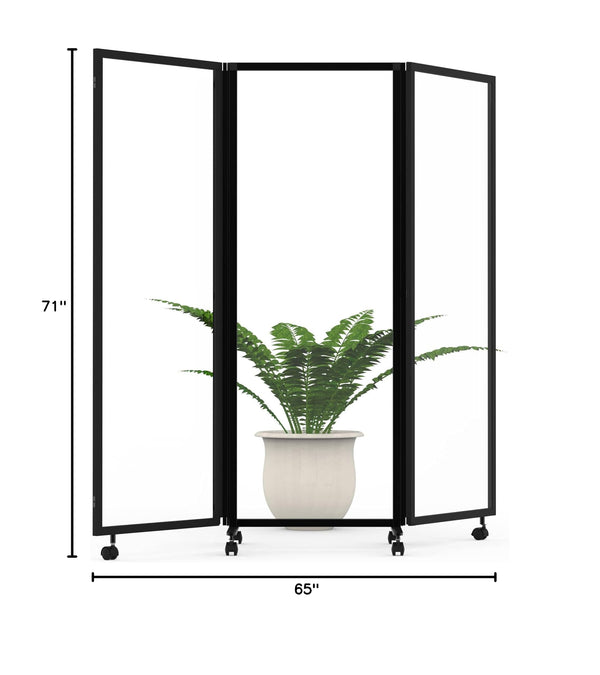 3-Panel Trifold Acrylic Room Divider with Casters