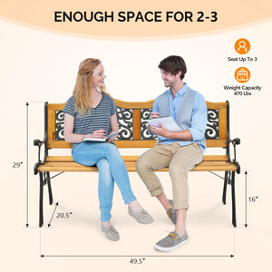 Classic Cast Iron & Teak Outdoor Bench – 3-Seater, 470 lbs