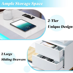 3-Piece LED Coffee Table Set with End Tables & Charging Station