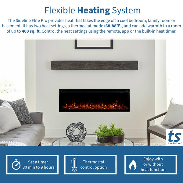 60" Smart Electric Fireplace – Wall Mount & Recessed