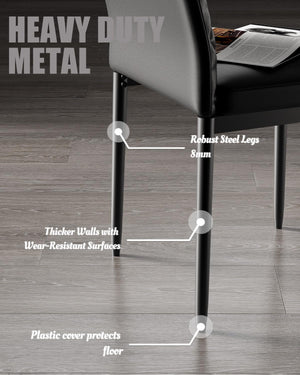 5-Piece Tempered Glass Dining Table Set with PU Leather Chairs