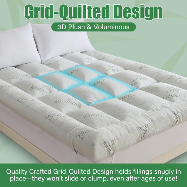 5-Inch Memory Foam Mattress Topper with Bamboo Viscose Cover
