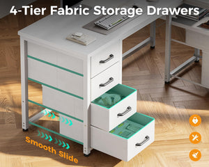 L-Shaped Corner Desk with Drawers & Power Outlet
