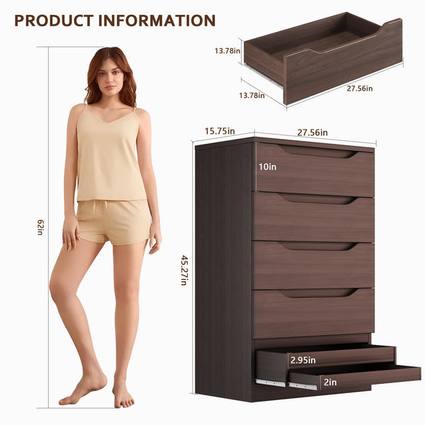 5-Drawer Dresser with Hidden Storage