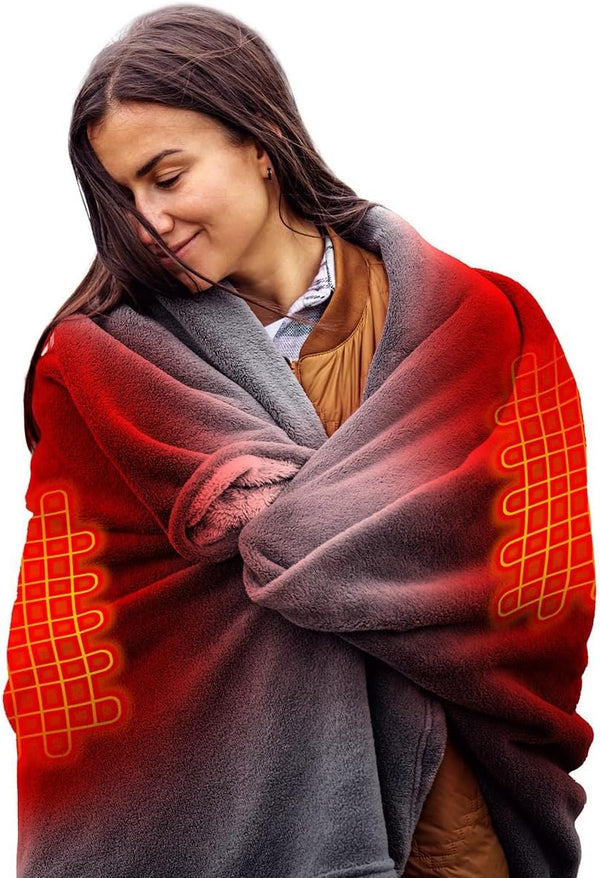 7V Battery Heated Plush Throw Blanket