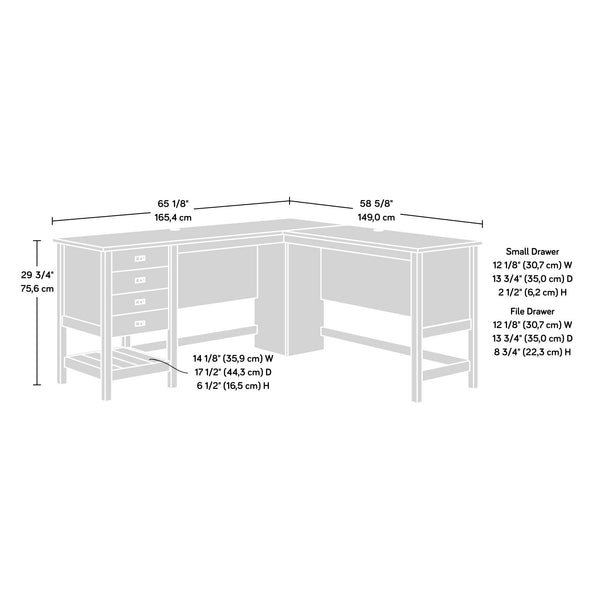 L-Shaped Executive Desk with Drawers & File Storage