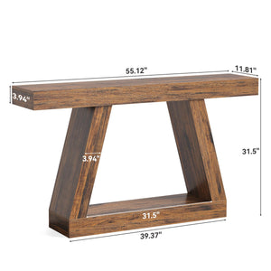 55-Inch Farmhouse Console Sofa Table with Storage Shelf
