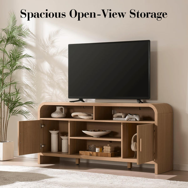 TV Stand for TVs Up to 65" with Storage Cabinet & Adjustable Shelves